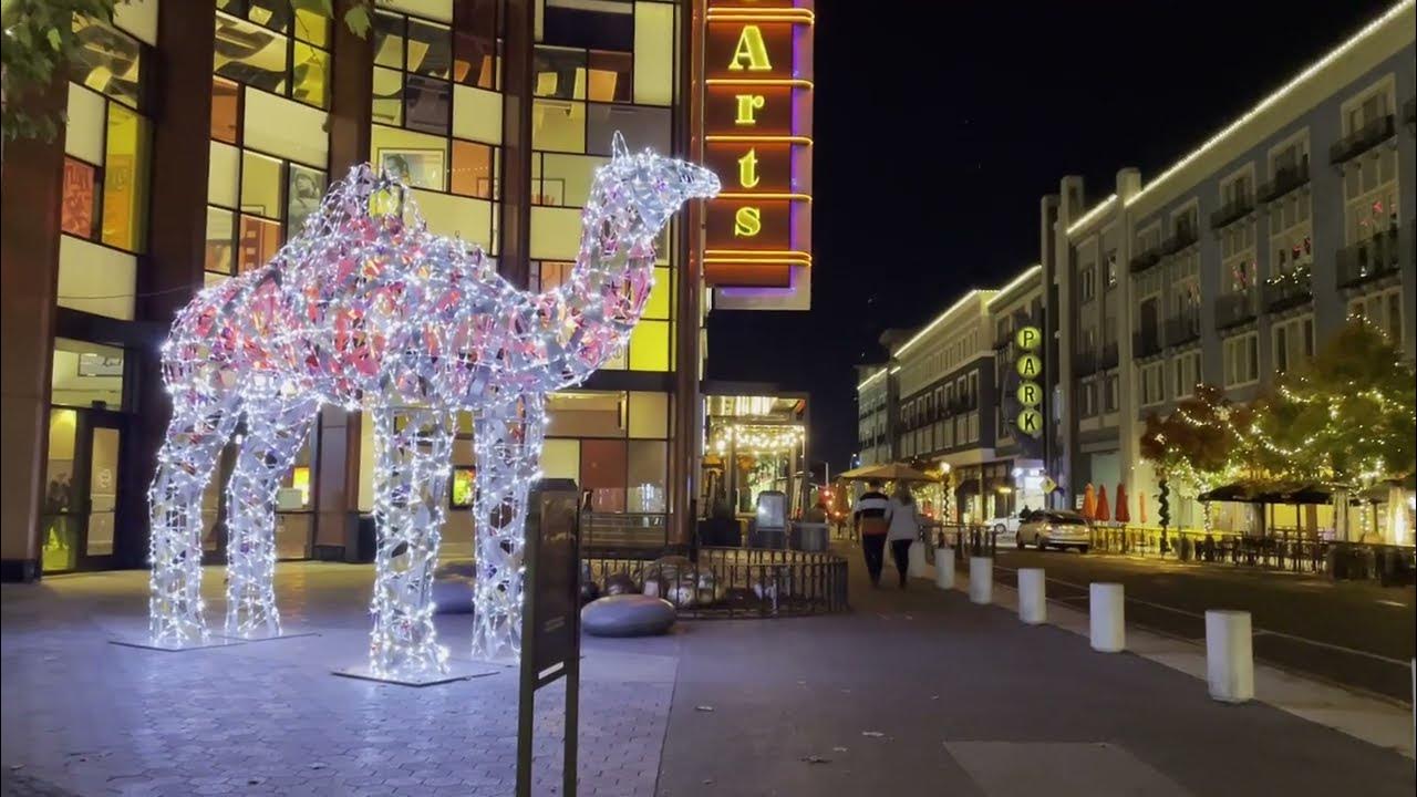 Santana Row Christmas tree and lightings, lovely walk in a November