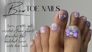 How to Make Own Nail Bows 𖥔⋆. 🎀 Toe Nail Art Using Silicone Mold, Transfer Foils + BORN PRETTY Gels screenshot 2