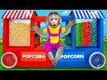 KiKi Monkey pretend play with Rainbow Popcorn Stand | KUDO ANIMAL KIKI