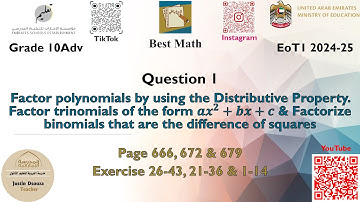 Factoring polynomials and quadratic trinomials | Q1 P1 | 10A | EoT1 |