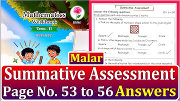 3rd standard Maths workbook term 2 Summative Assessment Page No.53 to 56 lMaths workbookAnswers 2025