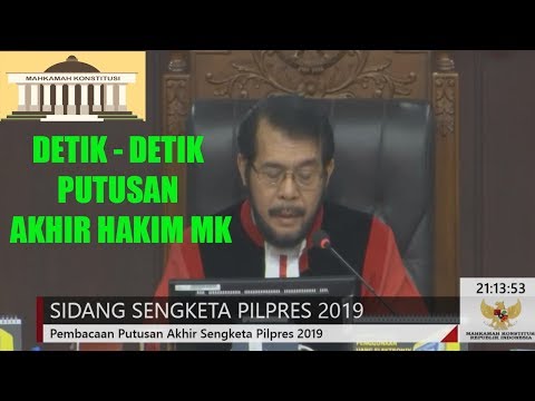 Ternyata! ini PUTUSAN yang dibacakan Hakim MK untuk Gugatan Prabowo Sandi