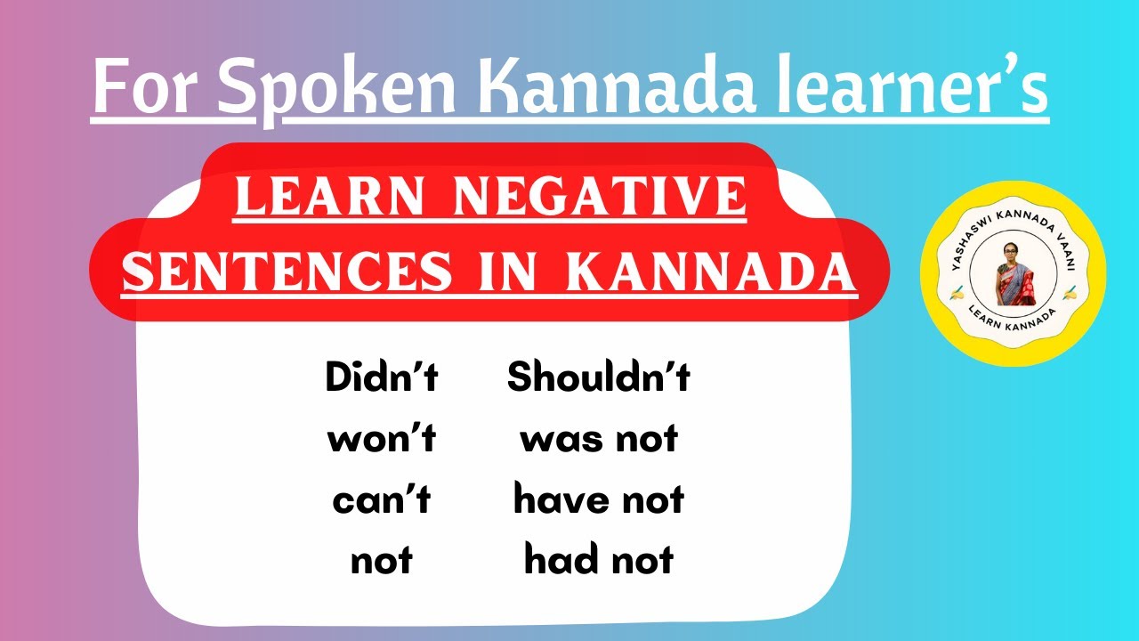 Learn Negative Sentences in Kannada NonKannada speakers spokenkannada