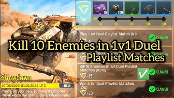 Call Of Duty Mobile Kill 10 Enemies in 1v1 Duel Playlist Matches Task Complete