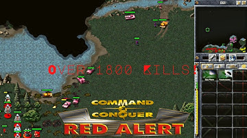 Command & Conquer: Red Alert Remastered 1 Vs 7 Hard AI on Land Ladder - Over 1800 Kills!