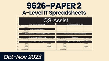 9626 Paper 2 - A Level IT October November 2023 Spreadsheets Excel
