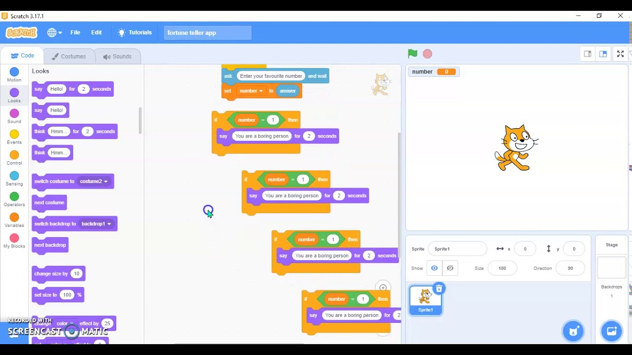 Fortune teller app in Scratch | Step by step - YouTube