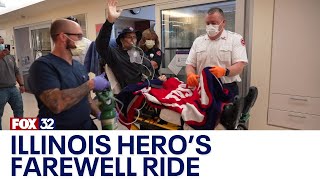 Illinois firefighter with terminal cancer takes final ride home with fiance, dog