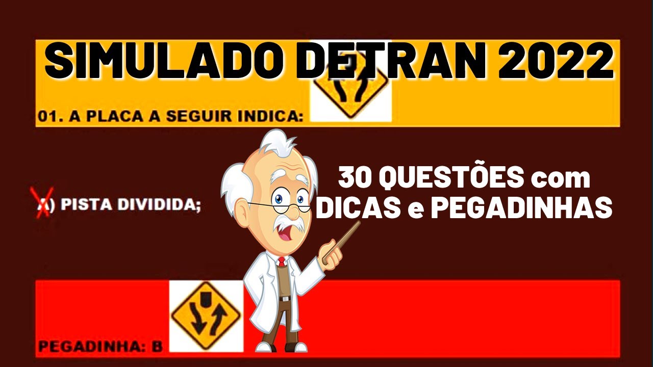 SIMULADO DETRAN 2022│30 QUESTÕES ATUAIS COMENTADAS com DICAS - YouTube