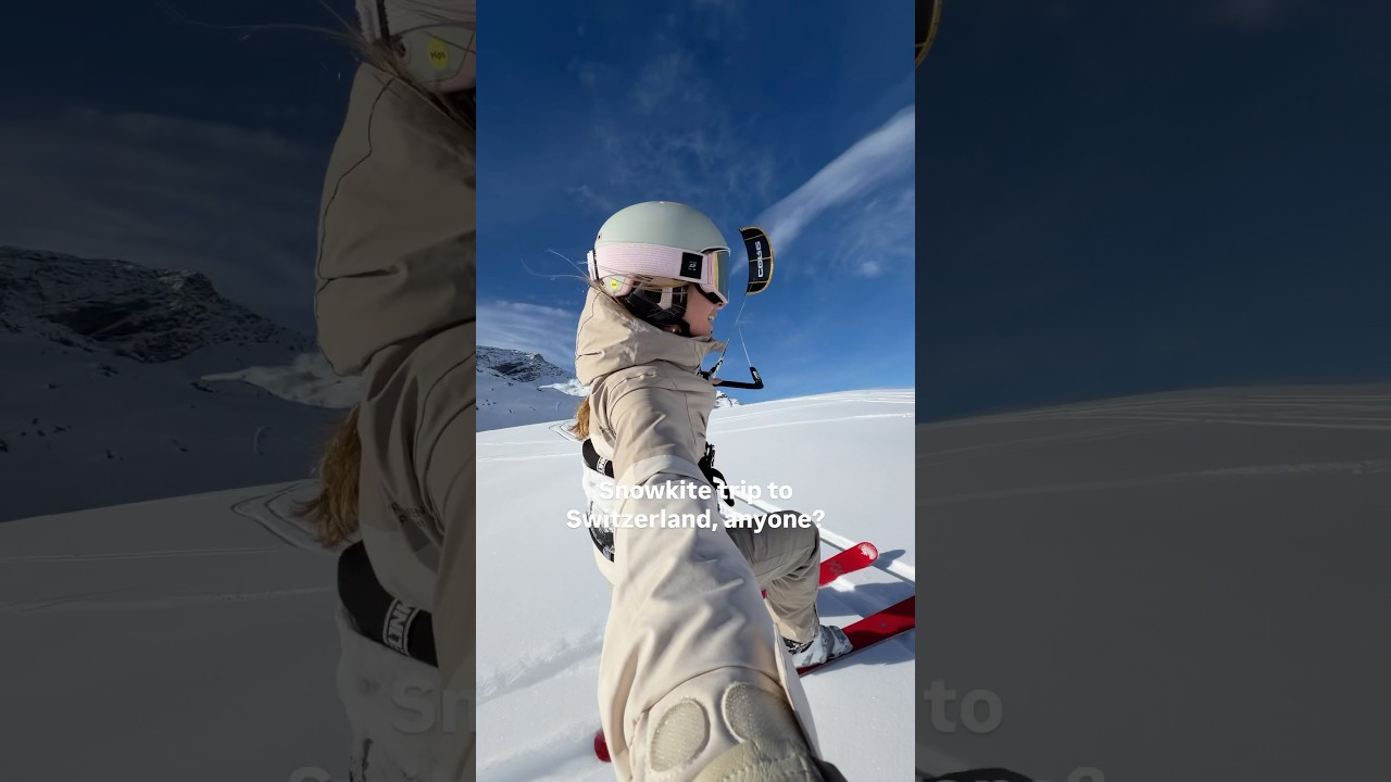 She KITESURFS on SNOW! #surfgirl #sportsgirl #kitesurfing #snow #ski #winter #adventure #sport