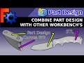 FreeCAD: How to use other workbenches with the Part Design Workbench / Workflow