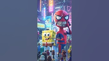 A 3D animation style character combining spongebob and venom #shorts #spongebob #venom #animate #3d