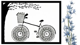 How to draw MANDALA ART | Bicycle Mandala |Doodal Art of cycle | Easy way step by step for beginners