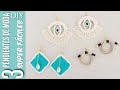 DIY COMO HACER PENDIENTES FÁCIL Y BARATOS | PENDIENTES TEJIDOS EN MALLA DE BORDAR | ARETES OJO TURCO