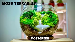 【moss terrarium】I tried making a moss terrarium with flowing water inside a glass glass bowl.