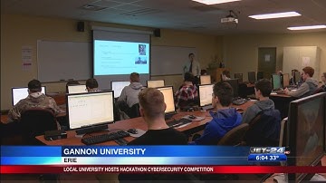 Gannon welcomes students to Hackathon Cybersecurity Competition