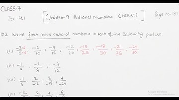 Class 7 Question 2 Ex- 9.1- Rational Numbers - Chapter 9 Maths Class 7- NCERT