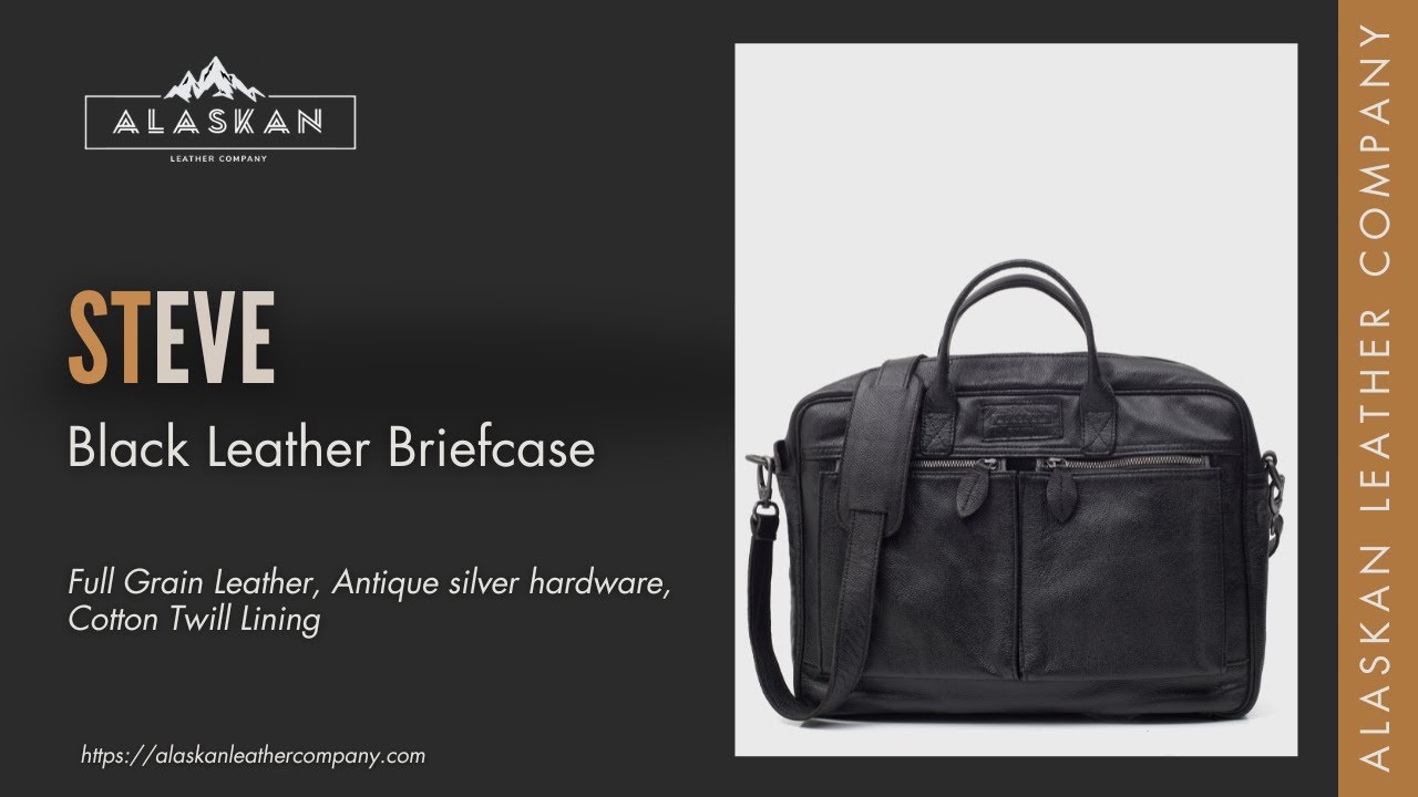 Steve Black Leather Briefcase | Alaskan Leather Company
