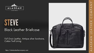 Steve Black Leather Briefcase