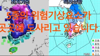9일 날씨   위험기상요소가 많은 때입니다.  건강과 안전을 최우선으로 생각해야 하겠습니다.