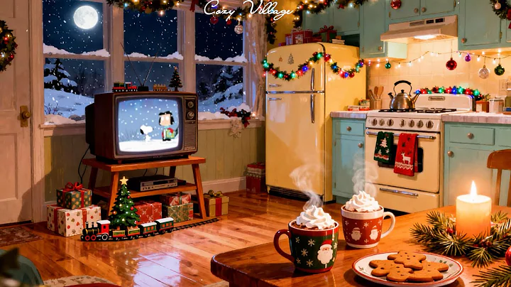 it's Christmas cozy night in 1940's with soft oldies playing in another room (fireplace sounds)