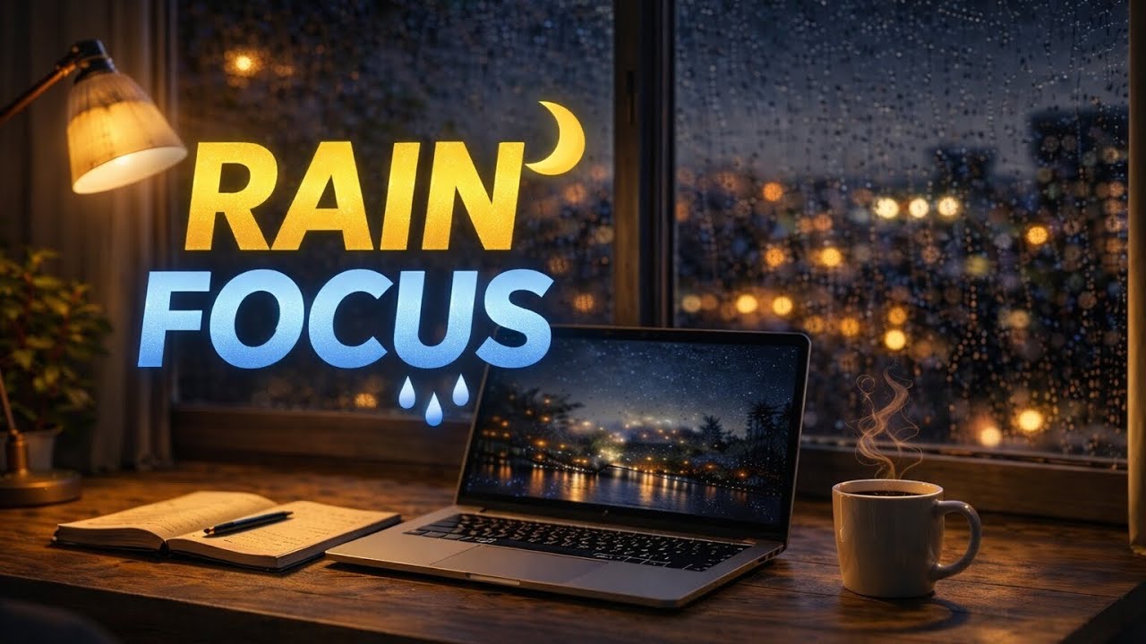 Night Rain Sounds ☔ Study Ambience for Deep Focus (1 HOUR)
