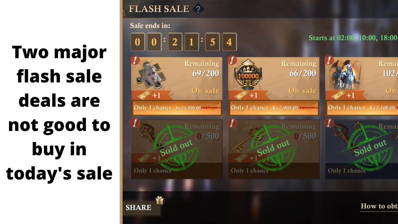 Two major flash sale deals are bad to buy in today's sale | KING OF AVALON