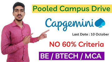 Capgemini Pooled Off Campus Drive 2021| Capgemini Recruitment 2021 | BE/BTECH/MCA Freshers