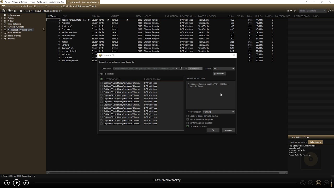 Convertir un CDAUDIO en fichiers MP3 avec MediaMonkey Windows YouTube