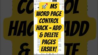 🚀 MS Word Page Control Hack – Add & Delete Pages Easily! #shorts #exceltips #exceltricks