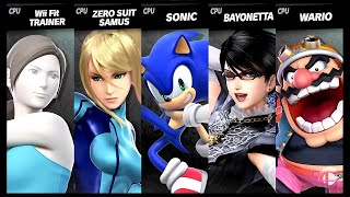 Wii Fit Trainer VS Zero Suit Samus VS Sonic VS Bayonetta VS Wario LV 9 CPU Super Smash Bros Ultimate