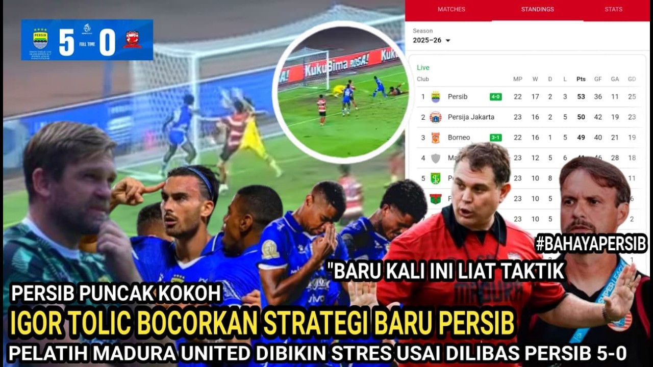 🔴 TAKTIK IGOR EMANG GILA! Pelatih Madura Dibikin Pusing Usai Di Hancurkan Persib 5-0, Souza  Panik!