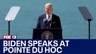 President Biden speaks at Pointe du Hoc about defending democracy