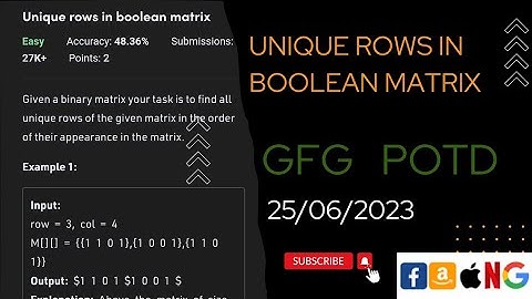 Unique rows in boolean matrix || gfg potd today ||  @gfg @CodeThurst