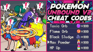 Pokemon Unbound 2.0.2 Working Cheat Codes! (2022)