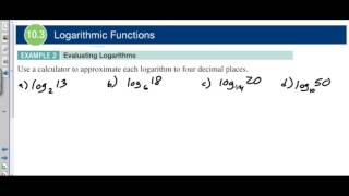 10.3 Example 2 Evaluating Logarithms