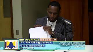 Jackson Public Schools, Jackson, MS. Bond Bid Open #3155, Jim Hill Parking. 4/27/21.