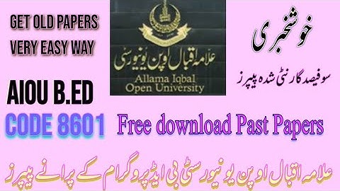 AIOU B.ed Book 8601 past paper || old paper Free download