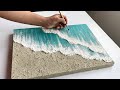 Diy sea texture painting mixing with sand and sandstone texture  ocean waves textured art