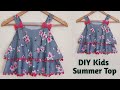 DIY kids Summer Top Cutting and Stitching/Circle Top/Double Layer Top/2021 Latest Tops Design