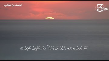 ﴿اللَّهُ لَطيفٌ بِعِبادِهِ يَرزُقُ مَن يَشاءُ وَهُوَ القَوِيُّ العَزيزُ﴾ تلاوة القارئ: أحمد بن طالب