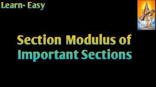 Section Modulus of Important Sections@LearnEasyWithBRC