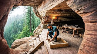 TIMELAPSE : 360 Days Building a Shelter Under a Giant Rock to Survive Alone