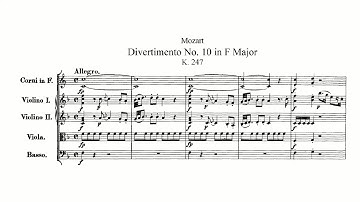 Mozart: Divertimento No. 10 in F major, K. 247 (with Score)
