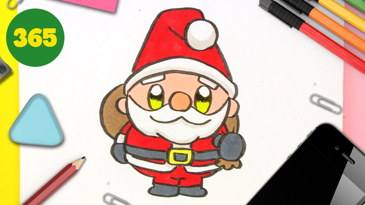 COMMENT DESSINER LE PÈRE NOËL KAWAII FACILE ️ Dessins de Noël faciles ️