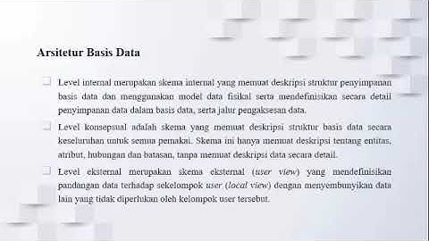 KONSEP DAN ARSITEKTUR BASIS DATA
