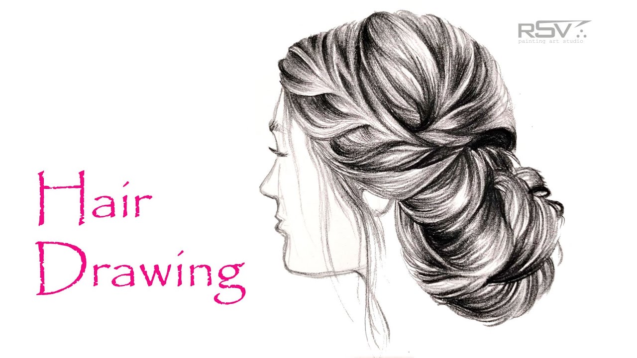 How to draw hair Girl's Hair 2 Pencil Drawing Black and