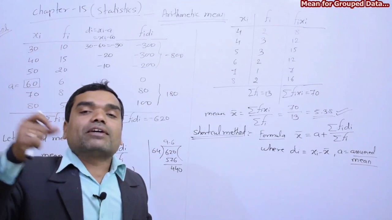 Statistics Mean for Ungrouped and Grouped Data in Hindi YouTube