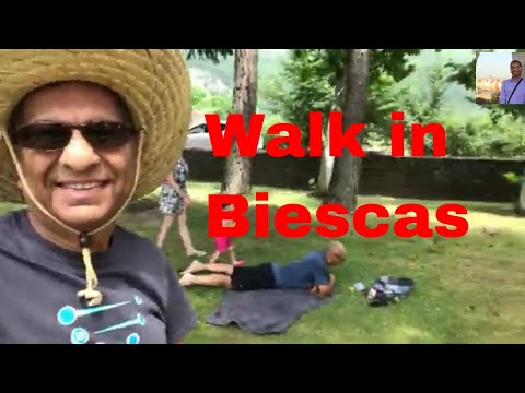 Walk in a beautiful park in Biescas, the Spanish Pyrenees