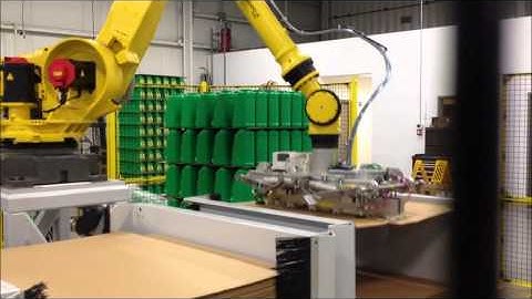 APT Manufacturing Solution Single Lane Bottle Palletizer.wmv
